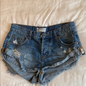 One Teaspoon Bandit Denim Cutoffs in Blue Buoy